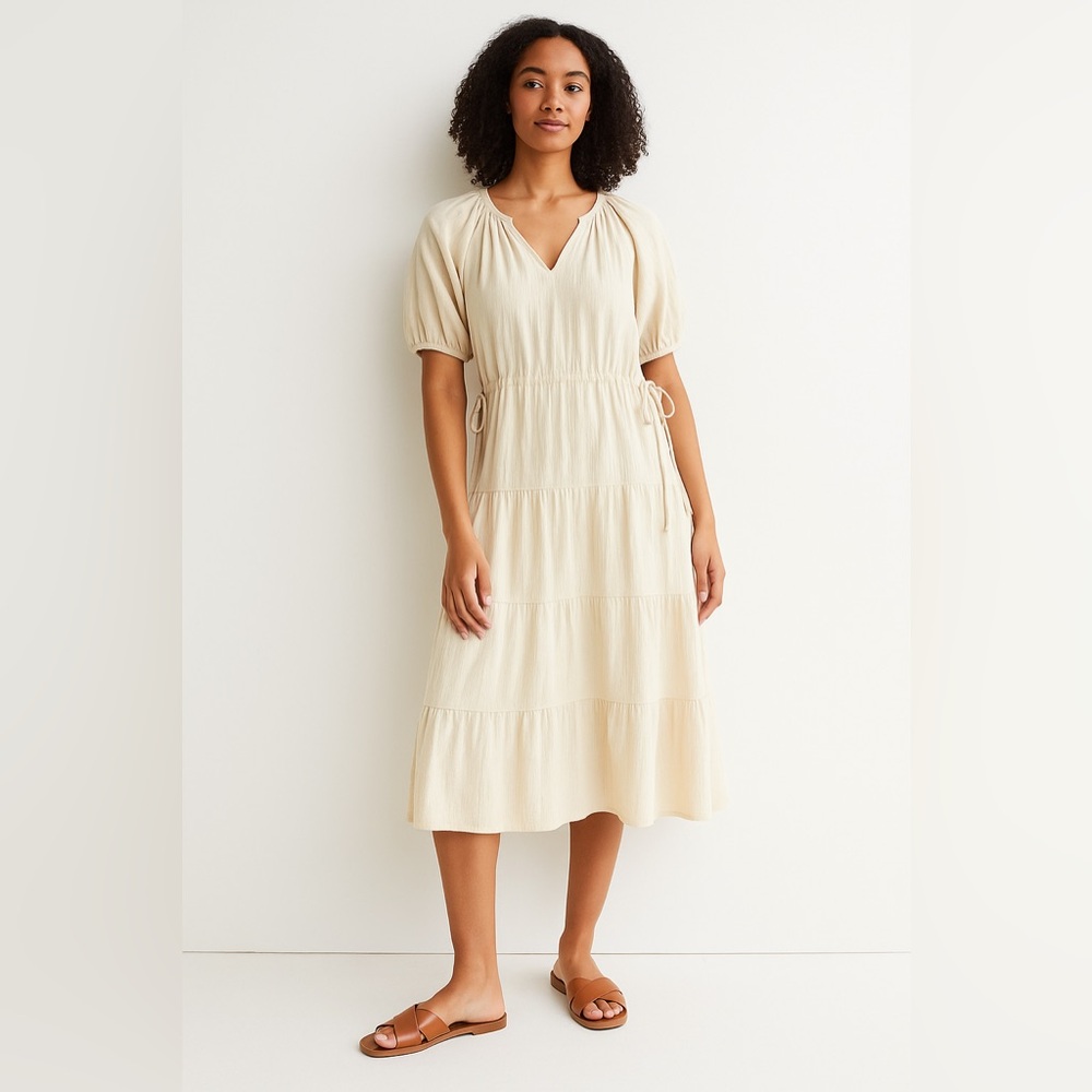 🔥 Closet Sale! Velvet Heart Cream Tiered Midi Dress – Size L